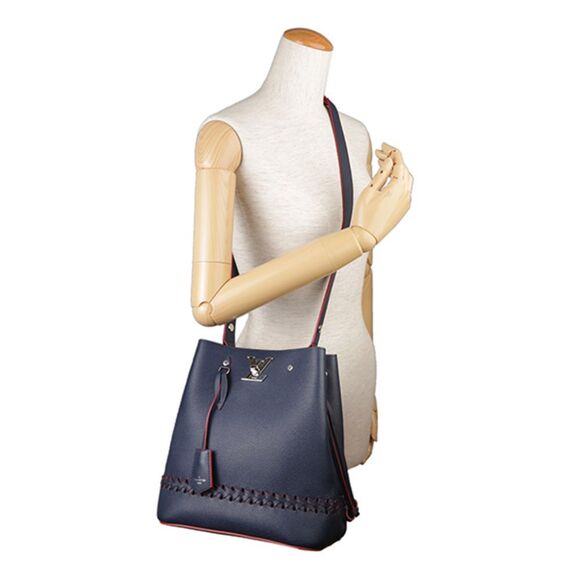 Louis Vuitton Shoulder Bag LockMe Bucket Navy Marine Rouge - Picture 6 of 9